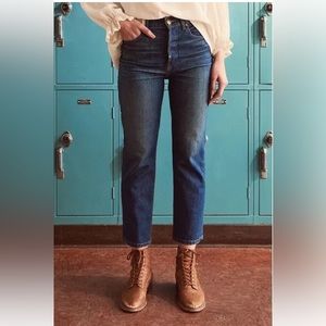 The Great. The Straight A jeans pants washed black 24 gray urban re/done denim